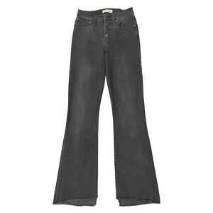 Madewell Jeans Womens 24 Tall Black Cali Demi-Boot‎ Bellspring Wash Button-Front